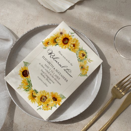 Zonnebloem Bloemen Herfst bruiloft repetitie diner Kaart