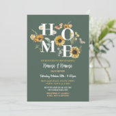 Zonnebloem Bloemen Housewarming Spring Green Party Kaart (Staand voorkant)