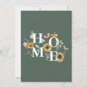 Zonnebloem Bloemen Housewarming Spring Green Party Kaart (Achterkant)