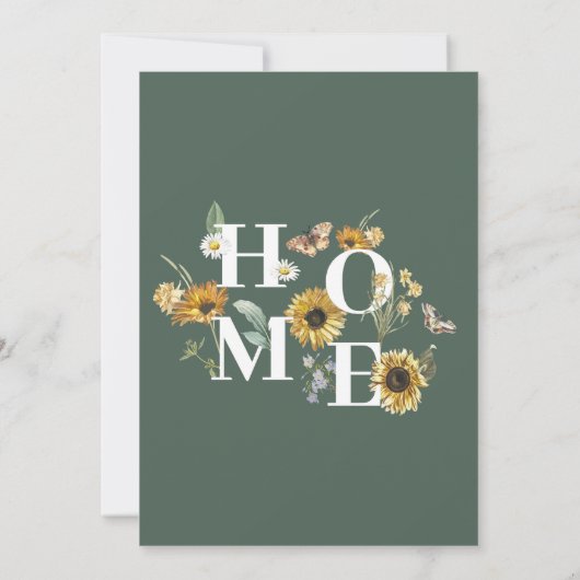 Zonnebloem Bloemen Housewarming Spring Green Party Kaart (Achterkant)