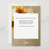 Zonnebloem Bloemen Jute Touw Datum Details Wijzige Kaart (Achterkant)