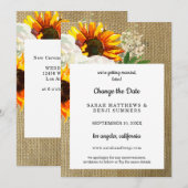 Zonnebloem Bloemen Jute Wissel de Datum Details Kaart (Voorkant / Achterkant)