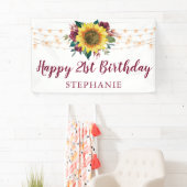 Zonnebloem Bloemen Lichten 21ste Verjaardag Party Spandoek (Insitu)