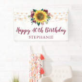 Zonnebloem Bloemen Lichten 40ste Verjaardag Party Spandoek (Insitu)