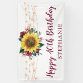 Zonnebloem Bloemen Lichten 40ste Verjaardag Party Spandoek (Verticaal)