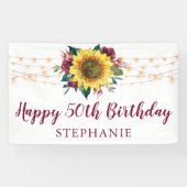 Zonnebloem Bloemen Lichten 50ste Verjaardagsfeest Spandoek (Horizontaal)