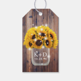 Zonnebloem Bloemen Mason Jar Rustieke bruiloft gun Cadeaulabel
