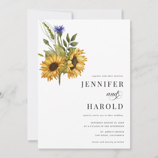 Zonnebloem bloemen minimale vlakte alles in één br kaart (Voorkant)