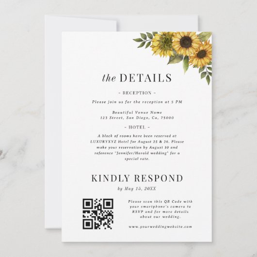 Zonnebloem bloemen minimale vlakte alles in één br kaart (Achterkant)