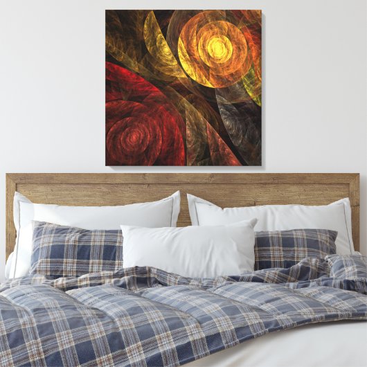 Zonnebloem Bloemen Modern Abstract Kunstpatroon Canvas Afdruk (Insitu (Slaapkamer))