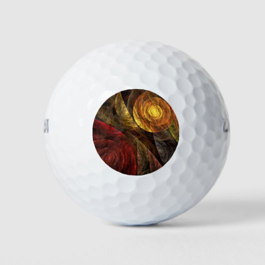 Zonnebloem Bloemen Modern Abstract Kunstpatroon Golfballen (Voorkant)