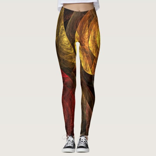 Zonnebloem Bloemen Modern Abstract Kunstpatroon Leggings (Voorkant)