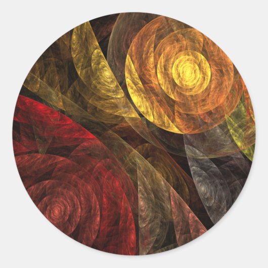 Zonnebloem Bloemen Modern Abstract Kunstpatroon Ronde Sticker (Voorkant)