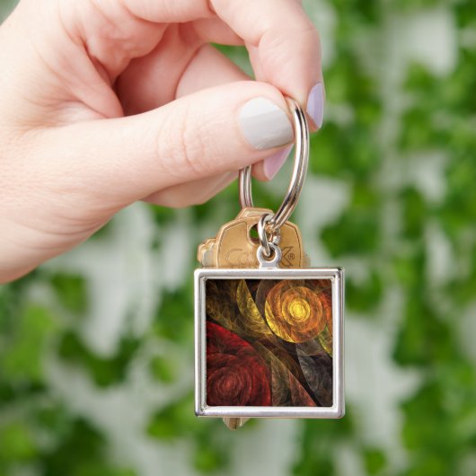 Zonnebloem Bloemen Modern Abstract Kunstpatroon Sleutelhanger (Hand)