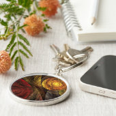 Zonnebloem Bloemen Modern Abstract Kunstpatroon Sleutelhanger (Zijkant)