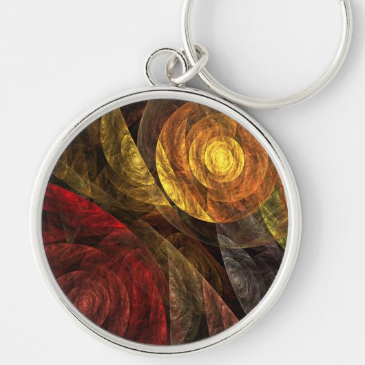 Zonnebloem Bloemen Modern Abstract Kunstpatroon Sleutelhanger (Voorkant)