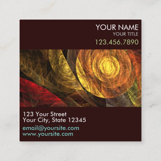 Zonnebloem Bloemen Modern Abstract Kunstpatroon Vierkante Visitekaartje (Achterkant)