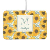 Zonnebloem Bloemen Monogram Naam Gepersonaliseerd Luchtverfrisser (Achterkant)