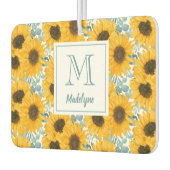 Zonnebloem Bloemen Monogram Naam Gepersonaliseerd Luchtverfrisser (Links)