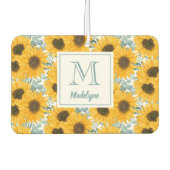 Zonnebloem Bloemen Monogram Naam Gepersonaliseerd Luchtverfrisser (Voorkant)