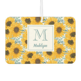 Zonnebloem Bloemen Monogram Naam Gepersonaliseerd Luchtverfrisser