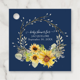 Zonnebloem Bloemen Navy Blauw Rustiek groen krans Bedankjes Labels