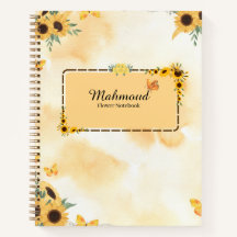 Zonnebloem Bloemen Notebook – Gepersonaliseerde Bl