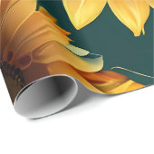 Zonnebloem Bloemen Patroon ontwerp Gift Cadeaupapier (Rol Hoek)