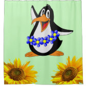 Zonnebloem Bloemen Pinguïn Douche Gordijn (Voorkant)