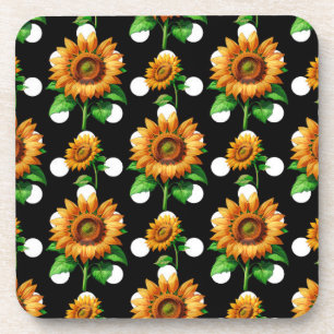 Zonnebloem Bloemen Polka Dots Bier Onderzetter