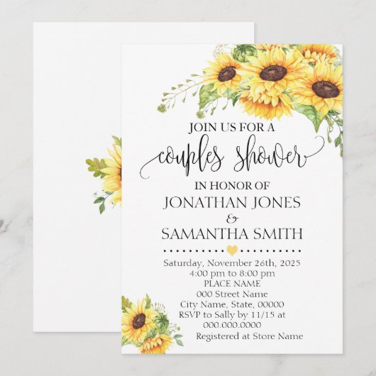 Zonnebloem bloemen romantische boho chique koppels kaart (Voorkant / Achterkant)