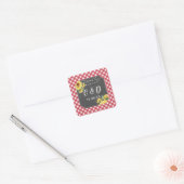 Zonnebloem Bloemen Rood Wit Initiaal Stickers Labe (Envelop)