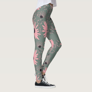 Zonnebloem Bloemen Roze Handgetekende Botanische  Leggings