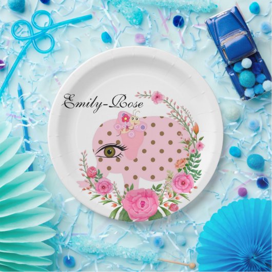 Zonnebloem Bloemen Roze Olifant Papier Borden Papieren Bordje (Feest)