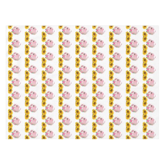 Zonnebloem Bloemen Roze Olifant Tafelkleed (Voorkant (Horizontaal))