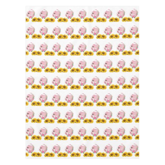 Zonnebloem Bloemen Roze Olifant Tafelkleed (Voorkant)