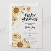 Zonnebloem Bloemen Rustiek Baby shower Uitnodiging (Voorkant)