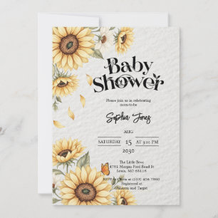 Zonnebloem Bloemen Rustiek Baby shower Uitnodiging