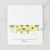 Zonnebloem Bloemen Rustiek Elegant Huwelijk Plaatskaartje (Buitenkant ongevouwen)