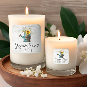 Zonnebloem Bloemen & Rustiek Hout Vintage Huisje Vierkante Sticker