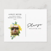 Zonnebloem Bloemen Rustiek Hout Wedding Save The D Aankondigingskaart (Achterkant)