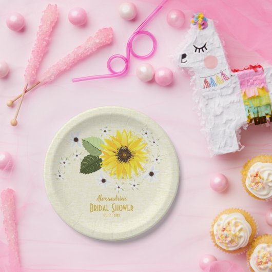 Zonnebloem Bloemen Rustiek Vrijgezellenfeest Bruil Papieren Bordje (Feest)