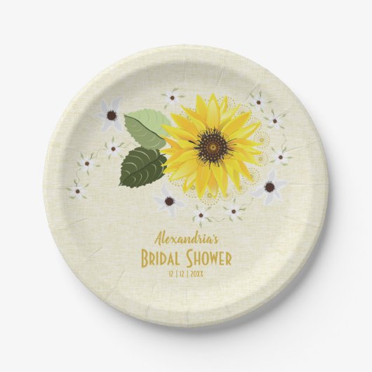 Zonnebloem Bloemen Rustiek Vrijgezellenfeest Bruil Papieren Bordje (Voorkant)