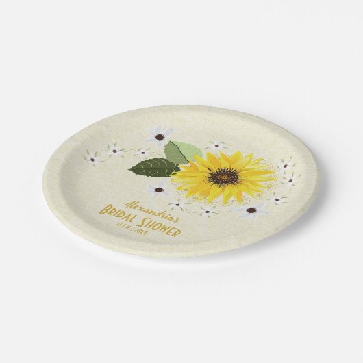 Zonnebloem Bloemen Rustiek Vrijgezellenfeest Bruil Papieren Bordje (Gekanteld)