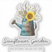 Zonnebloem Bloemen Rustieke Watering Can Logo Sticker (Voorkant)