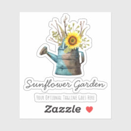 Zonnebloem Bloemen Rustieke Watering Can Logo Sticker