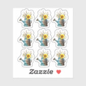 Zonnebloem Bloemen Rustieke Watering Can Tuinblad Sticker (Vel)