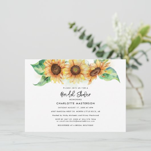 Zonnebloem Bloemen Script Custom Vrijgezellenfeest Kaart (Staand voorkant)