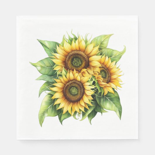Zonnebloem Bloemen Servet (Voorkant)