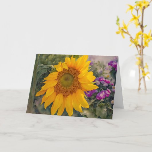 Zonnebloem Bloemen Tuin Bloem Art Note Kaart (Gele Bloem)